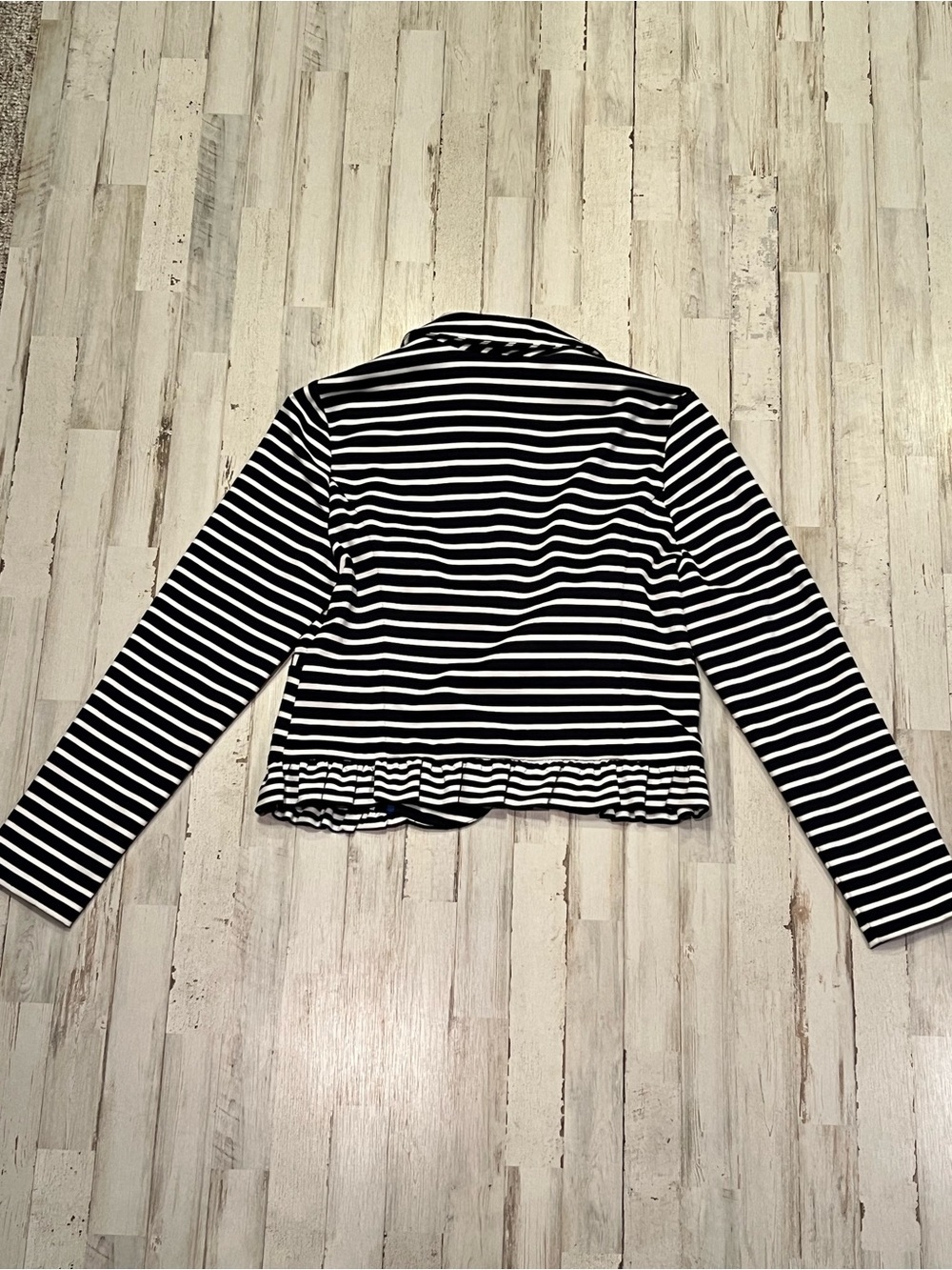 Maison Jules XL Navy Blue White Striped Knit Blazer Jacket - Picture 4 of 6